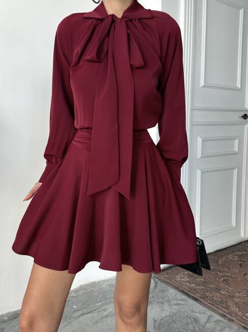 PAVERO Elbise 1238 - Bordo - 4