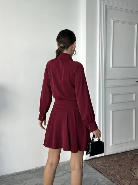 PAVERO Elbise 1238 - Bordo - 5