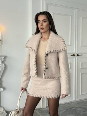 PETİ Ceket Etek Takım 2043 - Bej - MAXMOOR