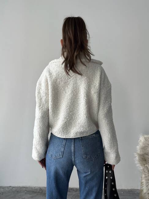 PRAND Peluş Ceket 5064 - Beyaz - 4