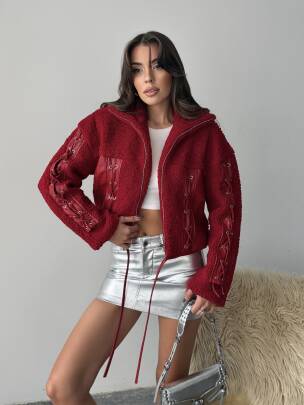 PRAND Peluş Ceket 5064 - Bordo - MAXMOOR