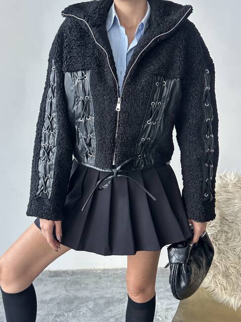 PRAND Peluş Ceket 5064 - Siyah - 3