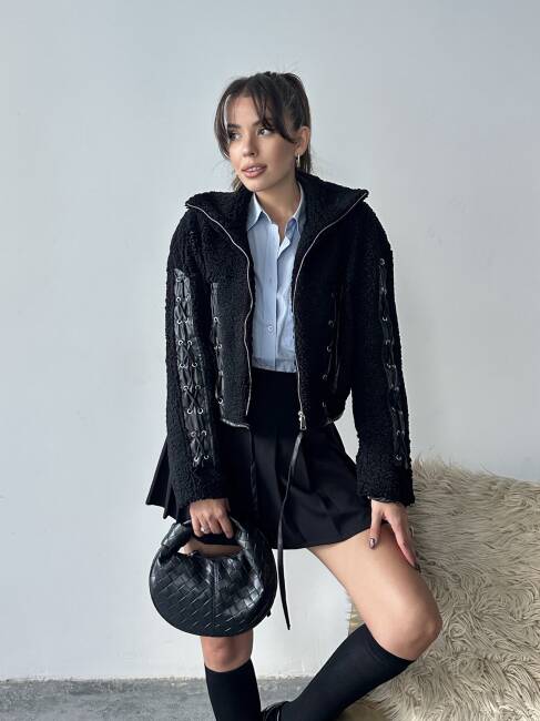 PRAND Peluş Ceket 5064 - Siyah - 5