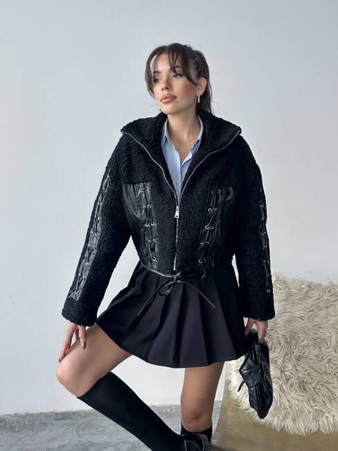 PRAND Peluş Ceket 5064 - Siyah - 1