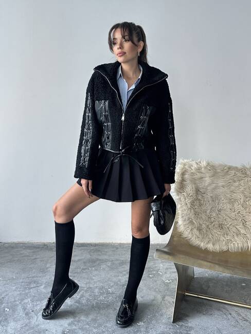 PRAND Peluş Ceket 5064 - Siyah - 6