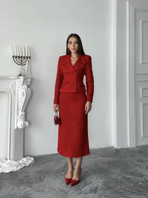 PRİMULA Ceket Etek Takım 2264 - Kırmızı - MAXMOOR