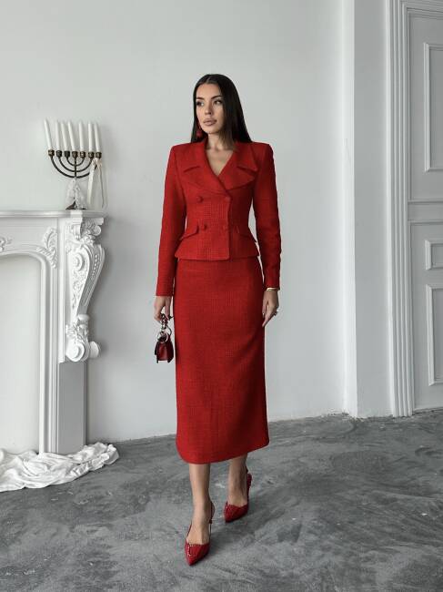 PRİMULA Ceket Etek Takım 2264 - Kırmızı - 2