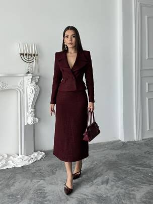 PRİMULA Ceket Etek Takım 2264 - Bordo - MAXMOOR