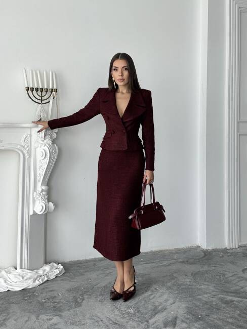 PRİMULA Ceket Etek Takım 2264 - Bordo - 5