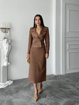 PRİMULA Ceket Etek Takım 2264 - Kahverengi - MAXMOOR