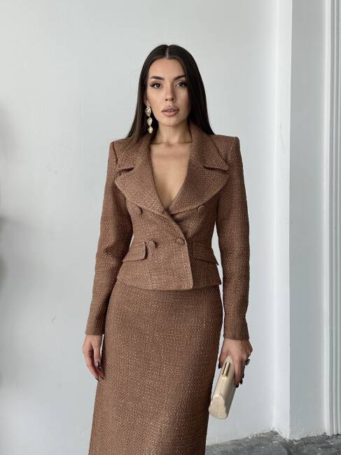 PRİMULA Ceket Etek Takım 2264 - Kahverengi - 4