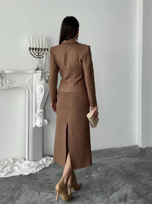 PRİMULA Ceket Etek Takım 2264 - Kahverengi - 5