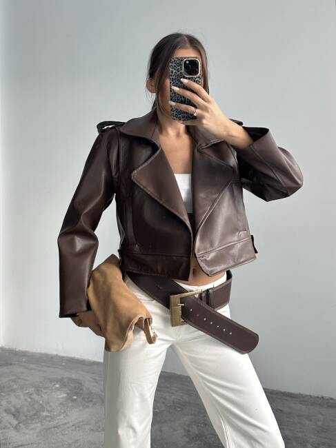 RENON Deri Ceket 5247 - Acı Kahve - 4