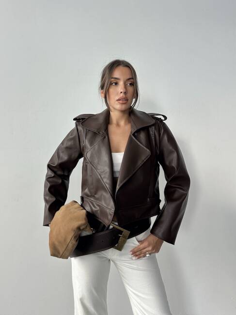 RENON Deri Ceket 5247 - Acı Kahve - 5