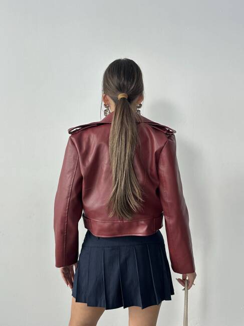 RENON Deri Ceket 5247 - Bordo - 2