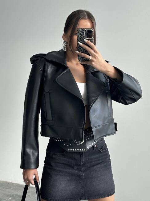 RENON Deri Ceket 5247 - Siyah - 5