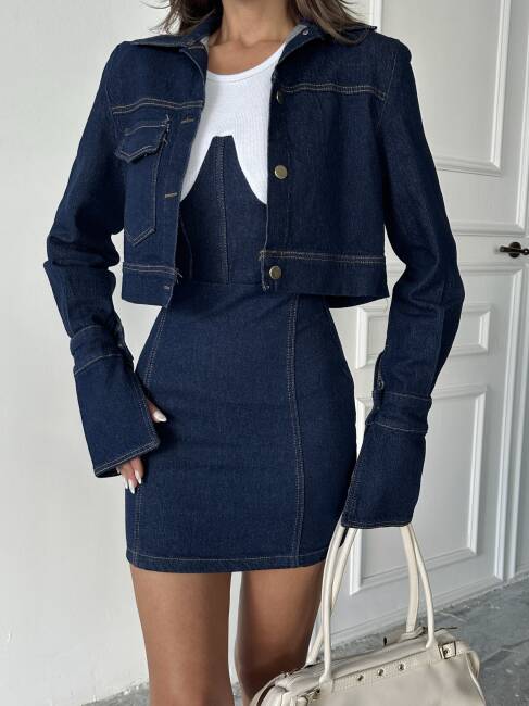 SAFFRON Elbise Ceket Takım 2233 Denim - 6