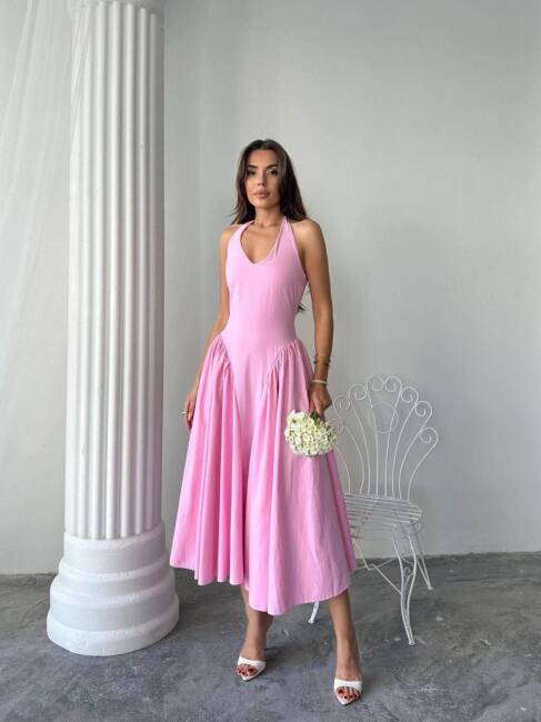 SEMYA Midi Elbise 1200 - Pembe - 2