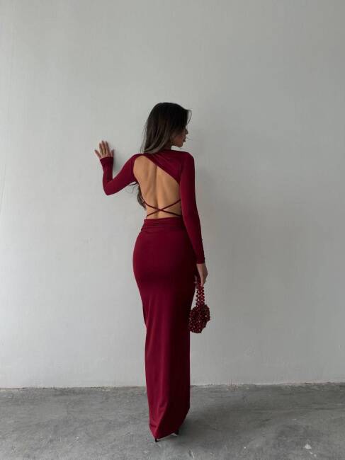 SLAYS Elbise 1113 - Bordo - 2