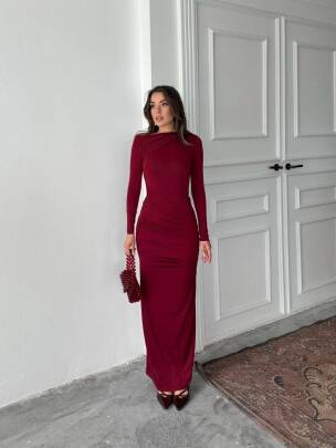 SLAYS Elbise 1113 - Bordo 