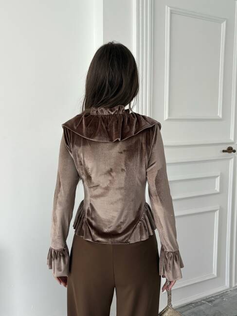 SORSEL Kadife Bluz 7280 - Acı Kahve - 5