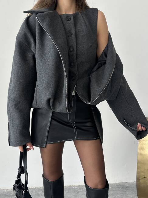 TENSİ Yelekli Kaban 2250 - Antrasit - 3