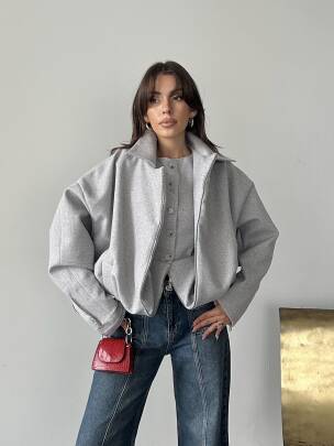 TENSİ Yelekli Kaban 2250 - Gri - MAXMOOR