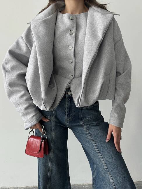 TENSİ Yelekli Kaban 2250 - Gri - 4