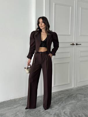 THEBOOM Ceket Pantolon Takım 2098 - Acı Kahve - MAXMOOR