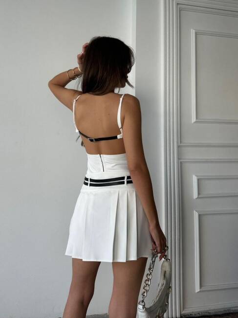VİOLET Mini Kısa Elbise 3053 - Beyaz - 2